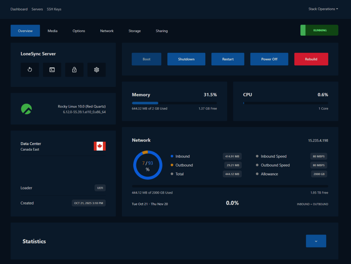 LoneSync Data Center VM Dashboard